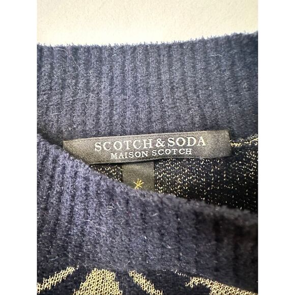 Scotch & Soda Maison Scotch gold and navy pullover sweater, size small - Picture 4 of 9